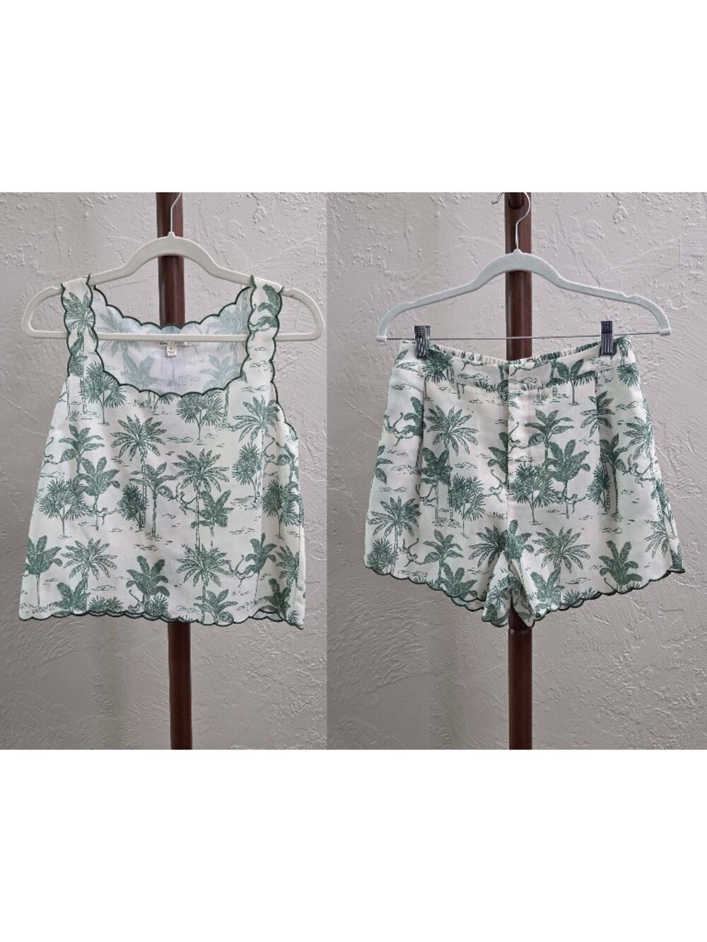 ST47. Tropical Palm Scalloped Tank & Shorts Set